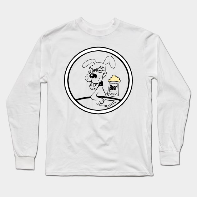 Dog Drinking Beer Long Sleeve T-Shirt by OssiesArt